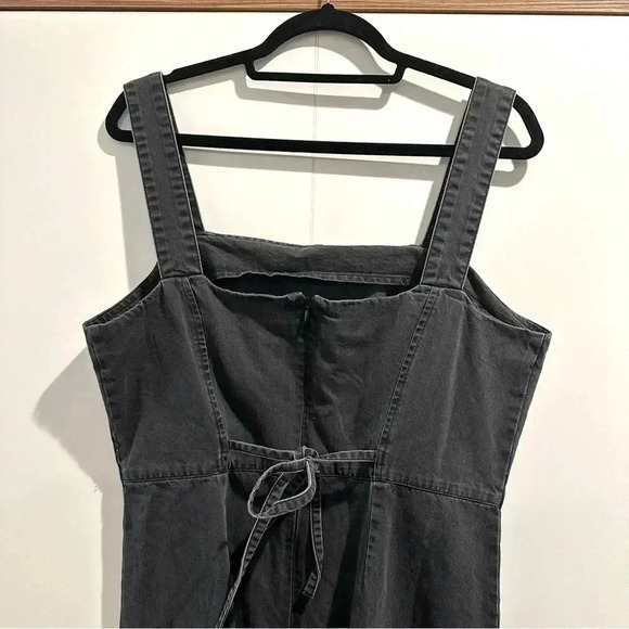 ASOS Black Soft Denim Overall Skirt Dress Cotton EUC Size 10 - Picture 13 of 15